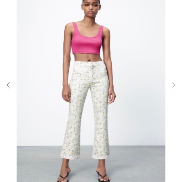 Zara NWT mini flare floral print crop ankle pants M - Picture 2 of 6